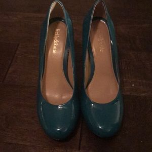 Teal patent heels